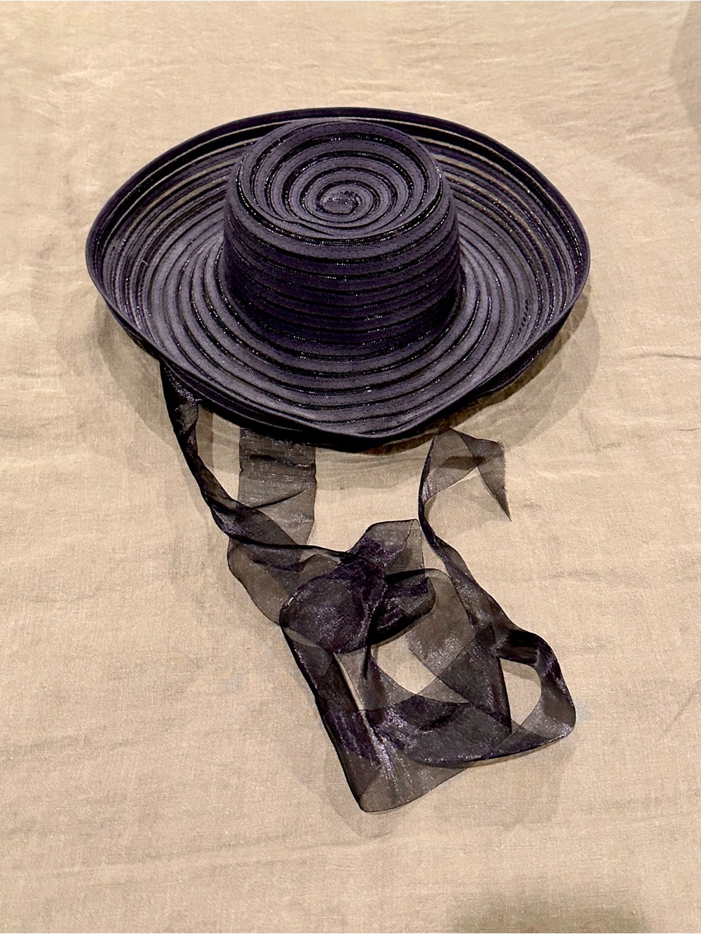 Elegant Kokin New York Black Wide-Brim Women's Ribbon Sun Hat